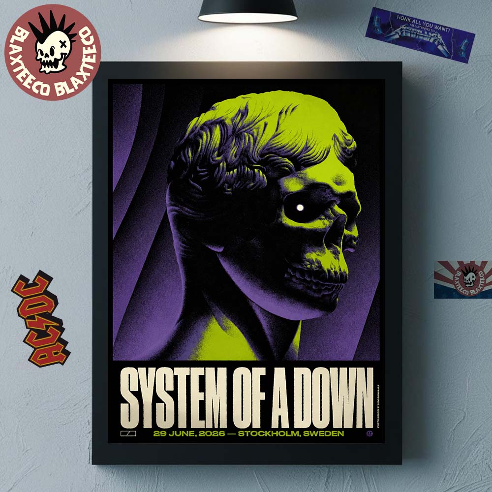 System Of A Down Stockholm Sweden 2026 Venue Poster At Strawberry Arena On 29 June 2026 Home Decor Poster Canvas - T-Shirt, Sweatshirt, Hoodie