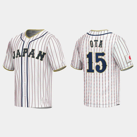 #15 TAISEI OTA JAPAN BASEBALL 2023 WORLD BASEBALL CLASSIC JERSEY ¨C WHITE Stitches Baseball Jerseys baseball jersey product view 1