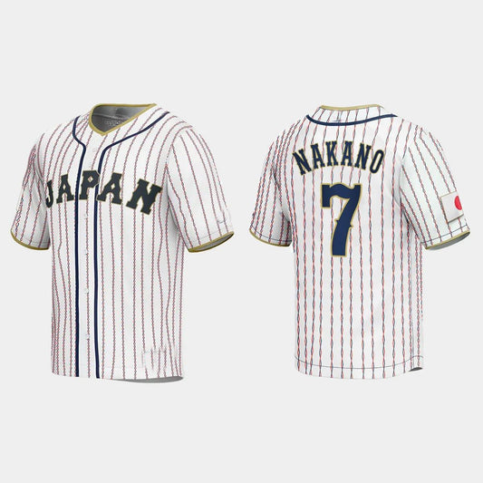#7 TAKUMU NAKANO JAPAN BASEBALL 2023 WORLD BASEBALL CLASSIC JERSEY ¨C WHITE Stitches Baseball Jerseys baseball jersey product view 1