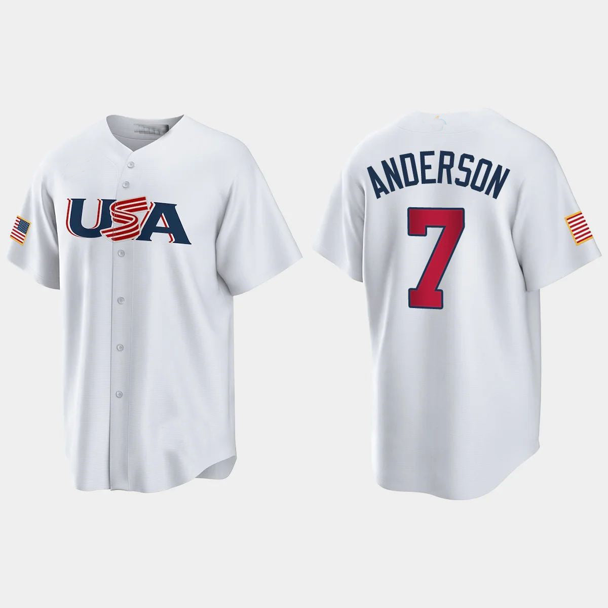 #7 TIM ANDERSON CHICAGO WHITE SOX 2023 WORLD BASEBALL CLASSIC USA REPLICA JERSEY ¨C WHITE Stitches Baseball Jerseys baseball jersey product view 1