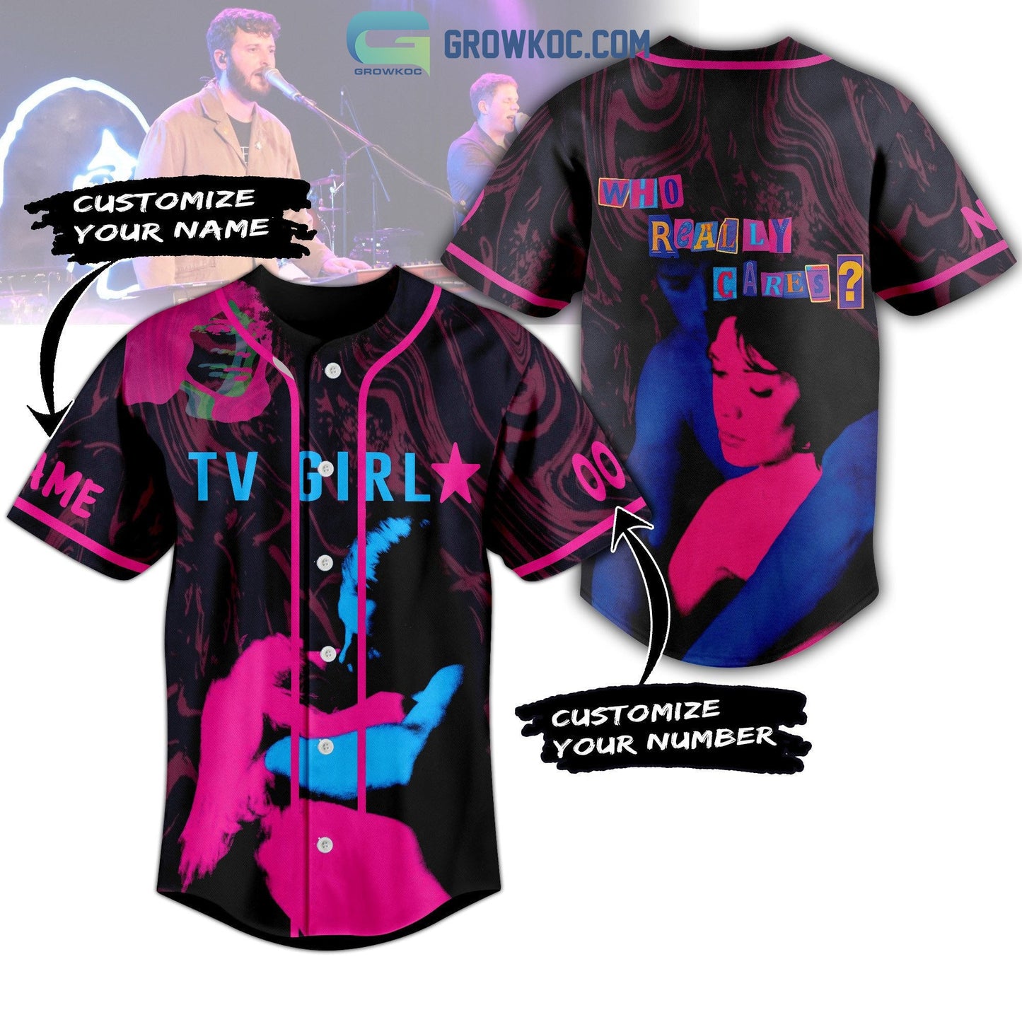 TV Girl Who Really Cares Personalized Baseball Jersey Unisex T-shirt, Sweatshirt, Hoodie, Long Sleeve Tee - T-Shirt, Sweatshirt, Hoodie