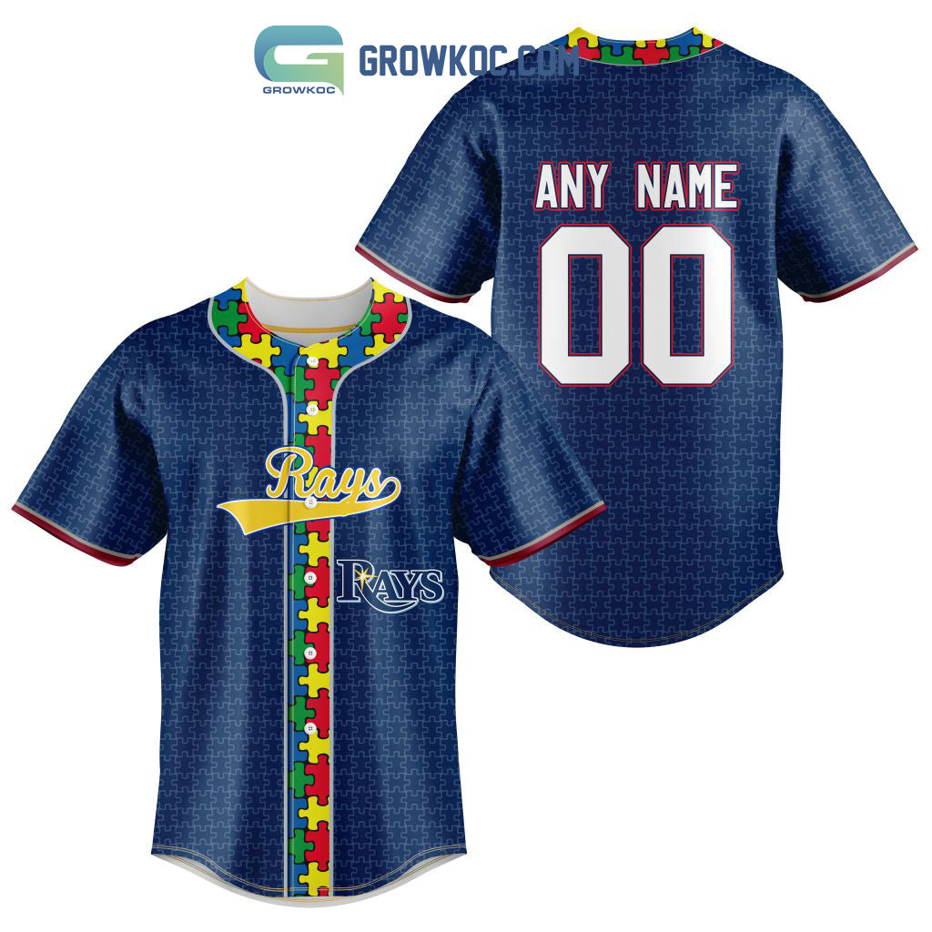 Tampa Bay Rays MLB Fearless Against Autism Personalized Baseball Jersey Unisex T-shirt, Sweatshirt, Hoodie, Long Sleeve Tee - T-Shirt, Sweatshirt, Hoodie