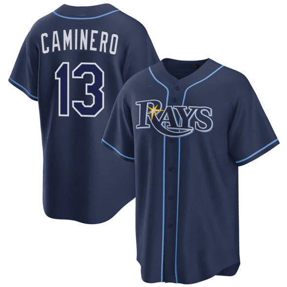 Junior Caminero Tampa Bay Rays Jersey - Navy baseball jersey product view 1