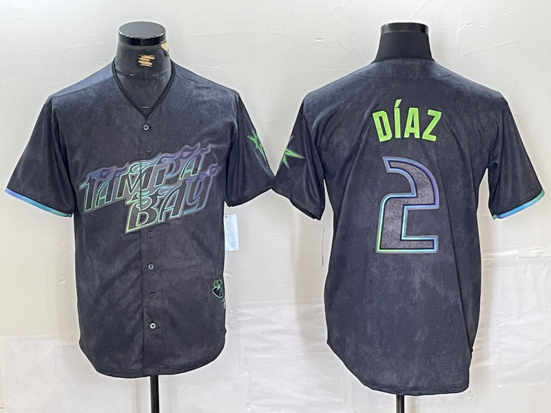 Tampa Bay Rays #2 Yandy Diaz Charcoal 2024 City Connect Limited Stitched Baseball Jerseys baseball jersey product view 1