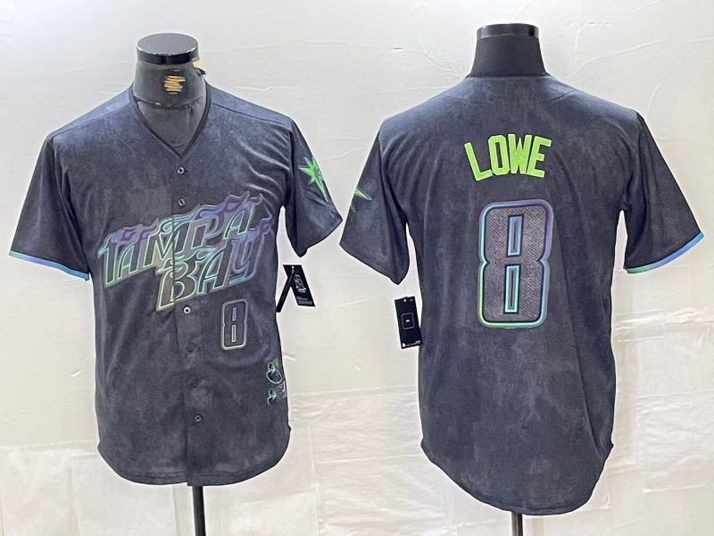 Tampa Bay Rays #8 Brandon Lowe Charcoal 2024 City Connect Limited Cool Base Baseball Jersey baseball jersey product view 1