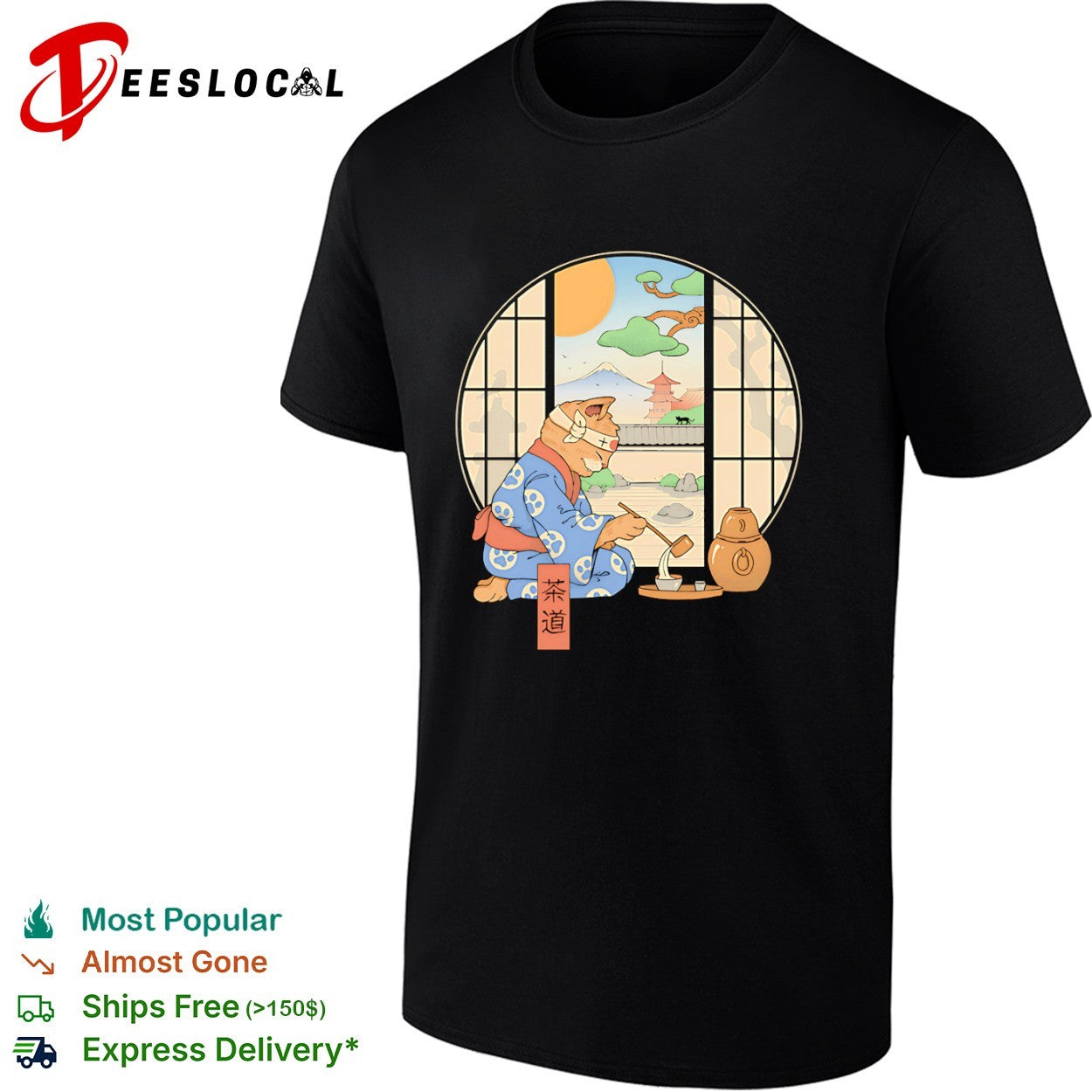 Tea Cat Ceremony a ukiyo-e style shirt Unisex T-shirt, Sweatshirt, Hoodie, Long Sleeve Tee - T-Shirt, Sweatshirt, Hoodie