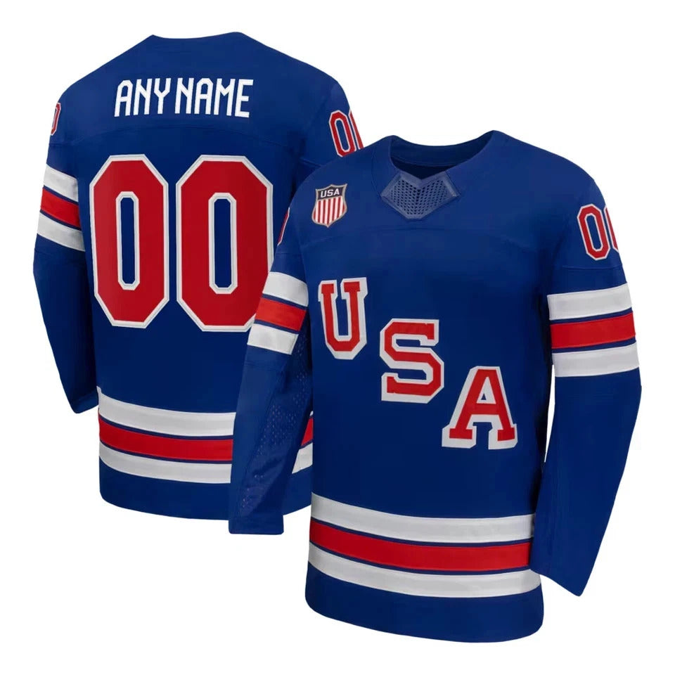 Custom USA 2026 Olympic Away Jersey - Blue sports jersey product view 1