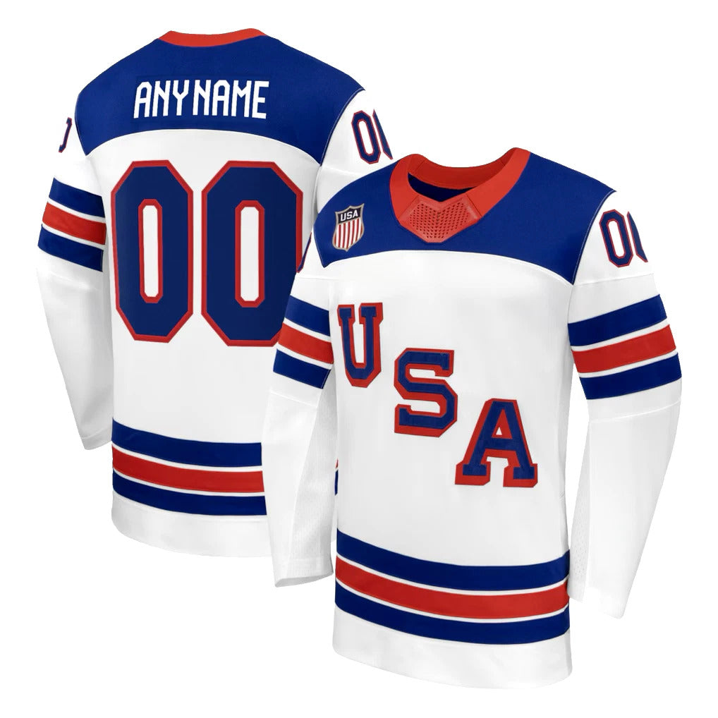 Custom USA 2026 Olympic Away Jersey - White sports jersey product view 1