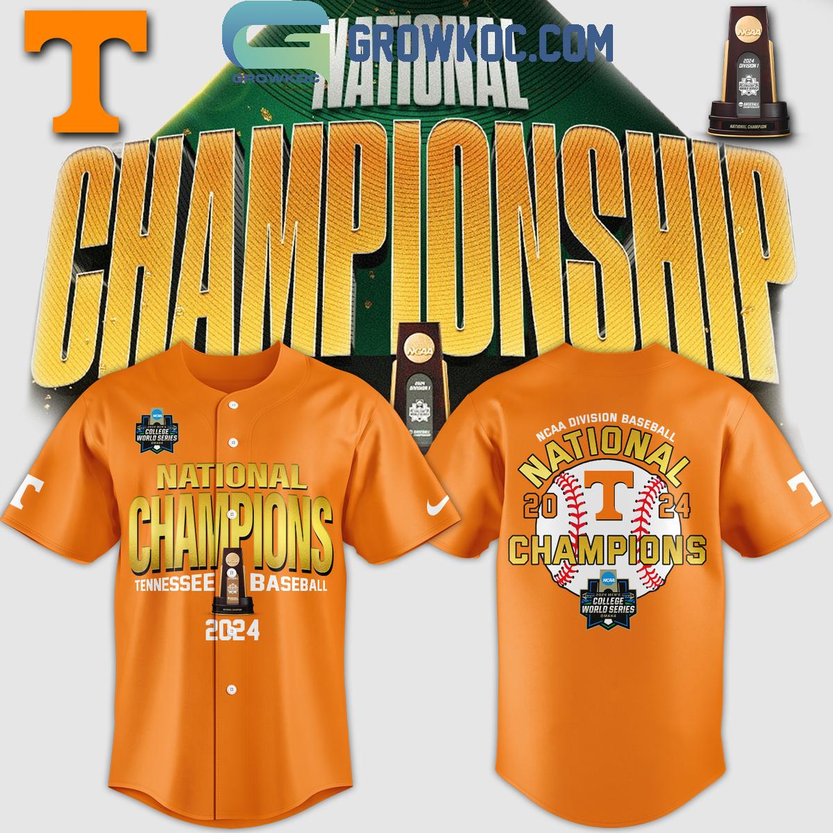 Tennessee Vols Champion 2024 NCAA Division I Orange Version Baseball Jersey Unisex T-shirt, Sweatshirt, Hoodie, Long Sleeve Tee - T-Shirt, Sweatshirt, Hoodie
