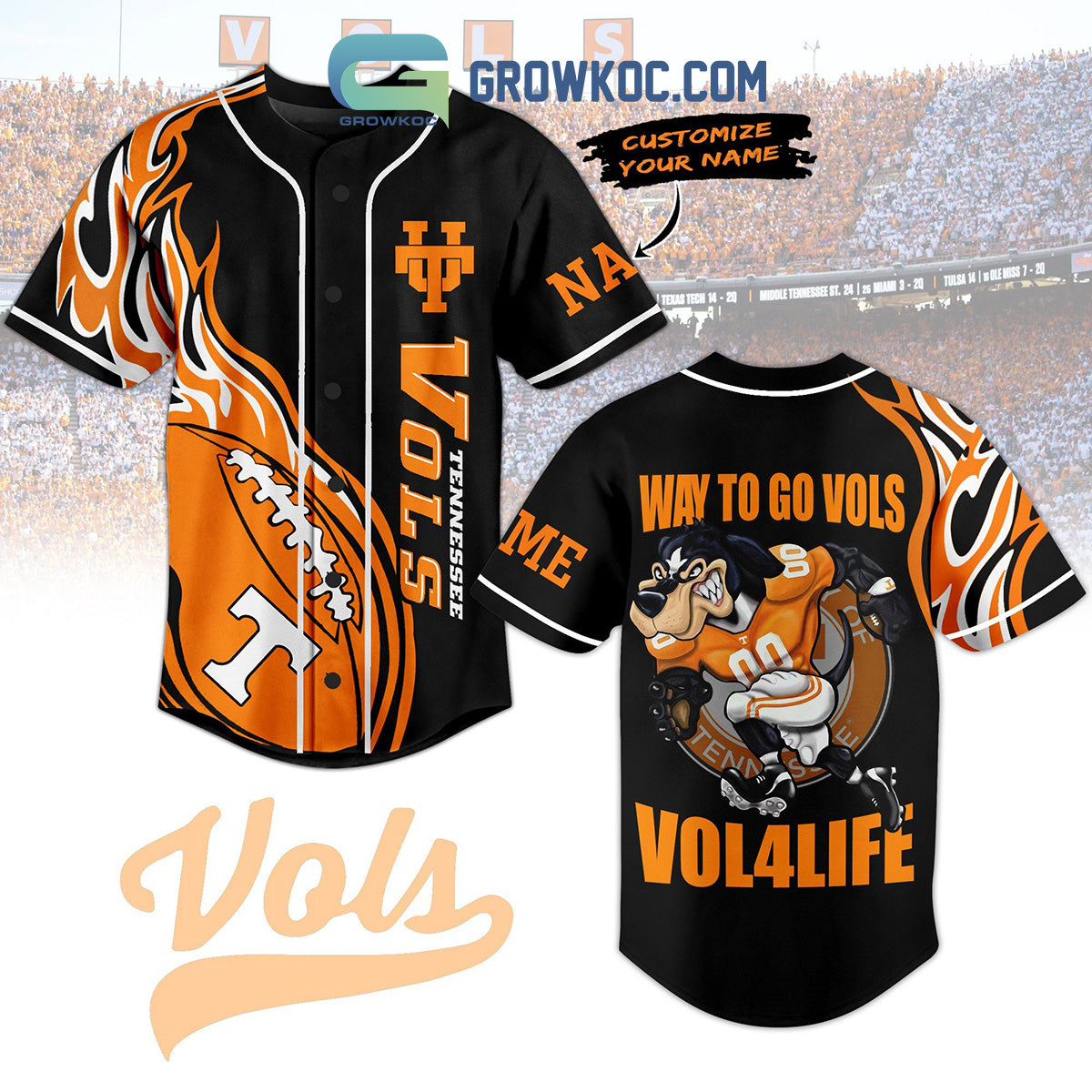 Tennessee Vols Way To Go Vols Vol For Life Personalized Baseball Jersey Unisex T-shirt, Sweatshirt, Hoodie, Long Sleeve Tee - T-Shirt, Sweatshirt, Hoodie