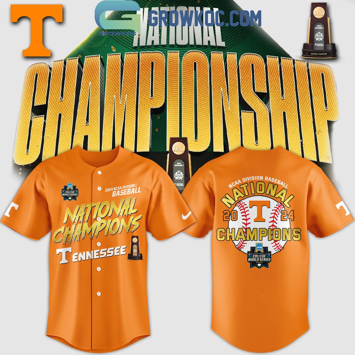 Tennessee Volunteers Champion 2024 NCAA Division I Orange Version Baseball Jersey Unisex T-shirt, Sweatshirt, Hoodie, Long Sleeve Tee - T-Shirt, Sweatshirt, Hoodie