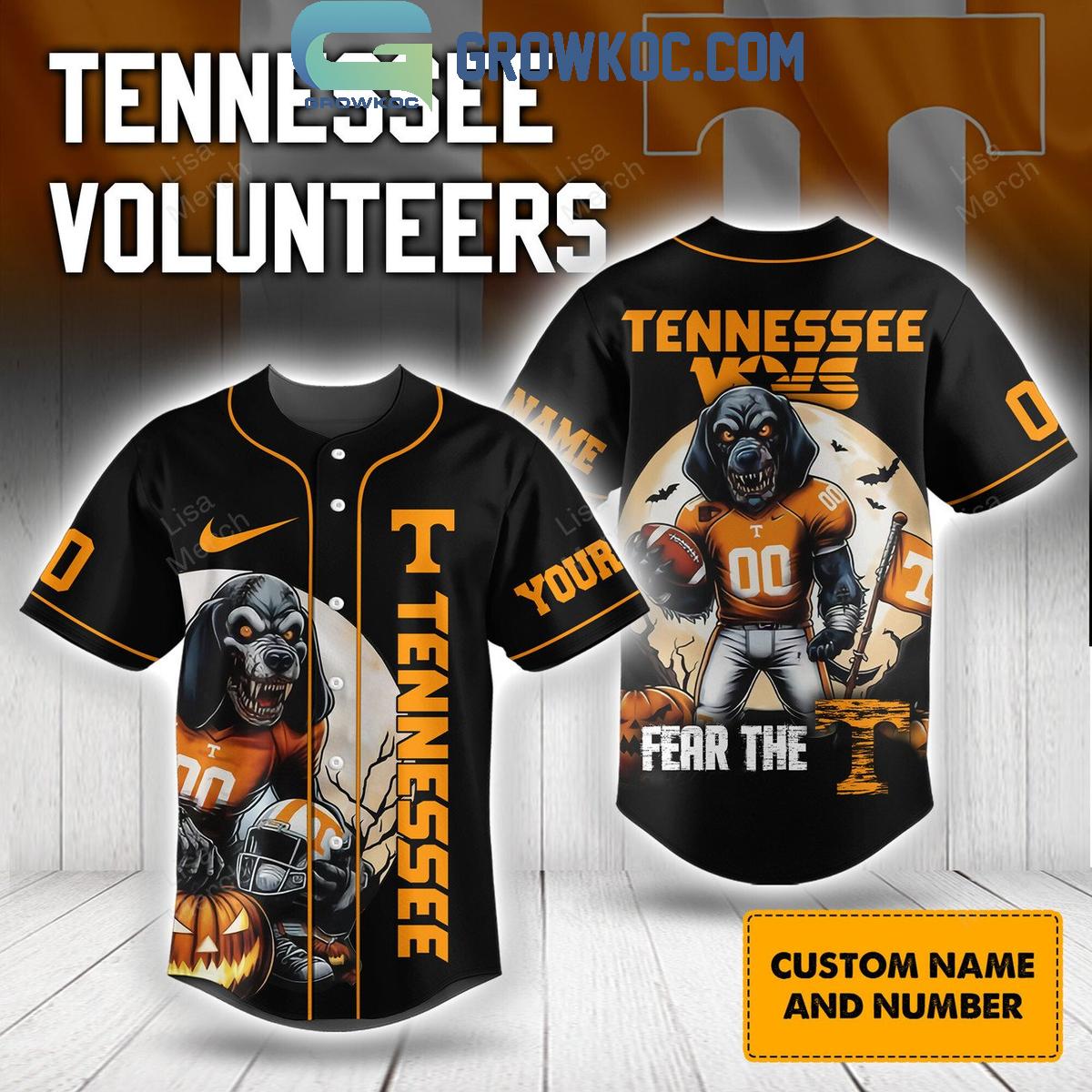 Tennessee Volunteers Football Fear The Vols 2024 Halloween Personalized Baseball Jersey Unisex T-shirt, Sweatshirt, Hoodie, Long Sleeve Tee - T-Shirt, Sweatshirt, Hoodie