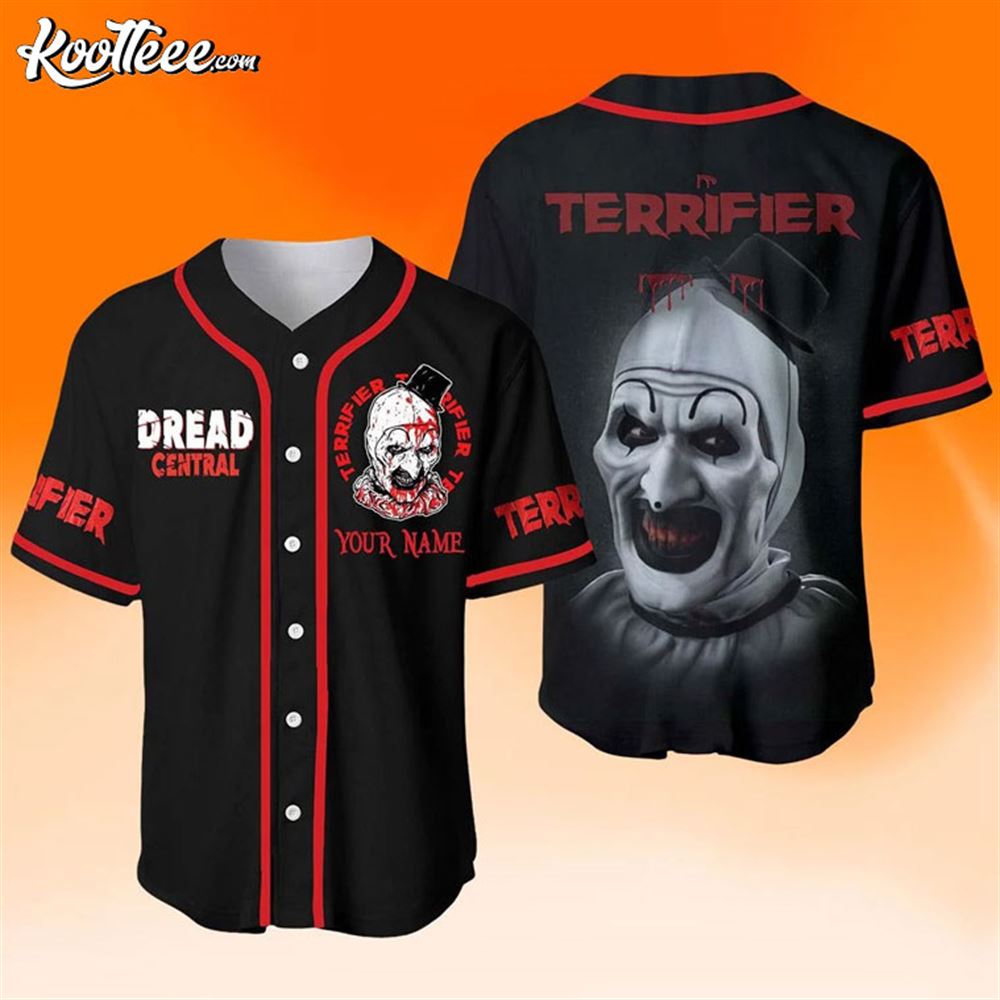Terrifier Dread Central Halloween Custom Baseball Jersey Unisex T-shirt, Sweatshirt, Hoodie, Long Sleeve Tee - T-Shirt, Sweatshirt, Hoodie