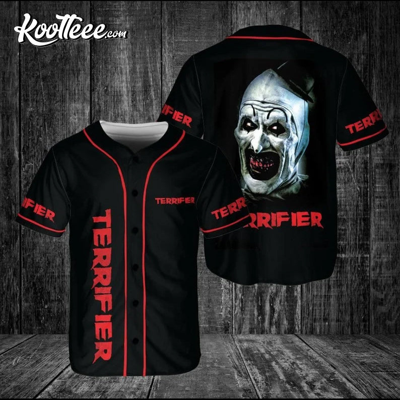 Terrifier Horror Movie Happy Halloween Baseball Jersey Unisex T-shirt, Sweatshirt, Hoodie, Long Sleeve Tee - T-Shirt, Sweatshirt, Hoodie