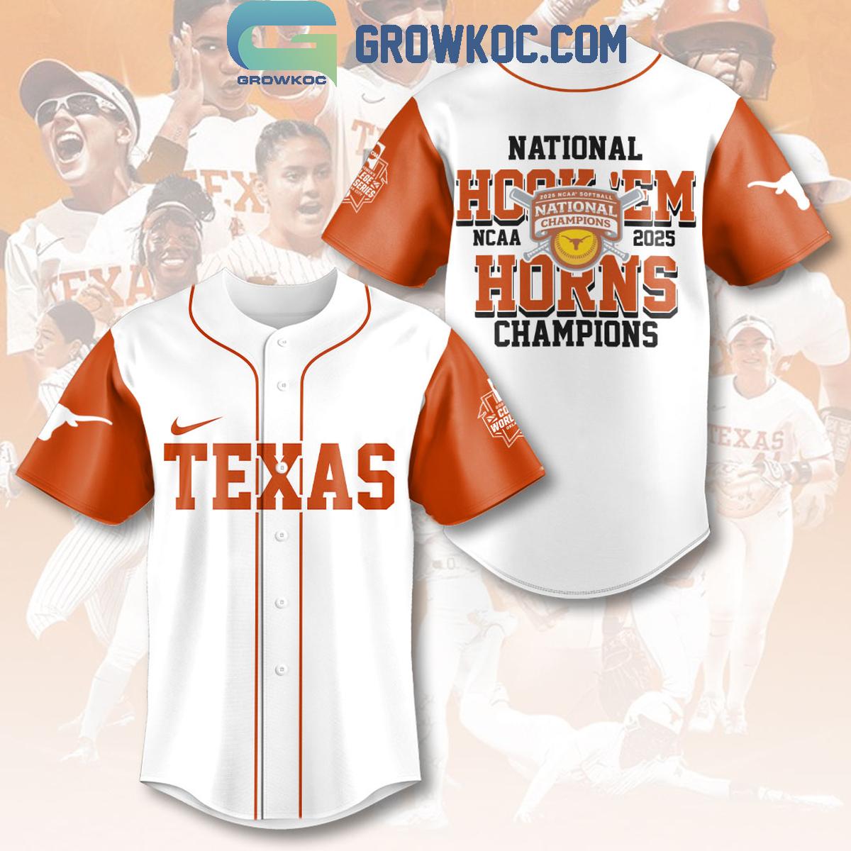 Texas Longhorns 2025 NCAA Softball Womens College World Champions Baseball Jersey Unisex T-shirt, Sweatshirt, Hoodie, Long Sleeve Tee - T-Shirt, Sweatshirt, Hoodie
