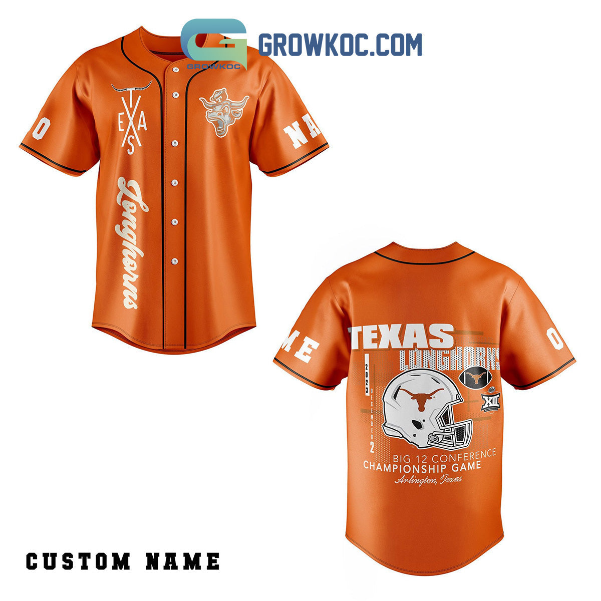 Texas Longhorns Big 12 Conference Championship Game Personalized Baseball Jersey Unisex T-shirt, Sweatshirt, Hoodie, Long Sleeve Tee - T-Shirt, Sweatshirt, Hoodie