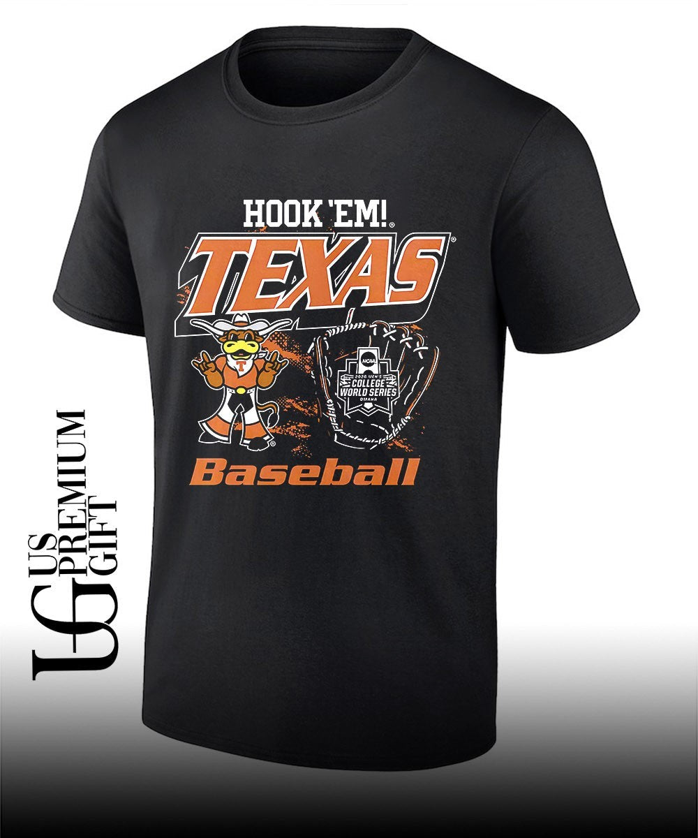 Texas Longhorns NCAA Mens 2026 College World Series Hook Em Baseball shirt Unisex T-shirt, Sweatshirt, Hoodie, Long Sleeve Tee - T-Shirt, Sweatshirt, Hoodie