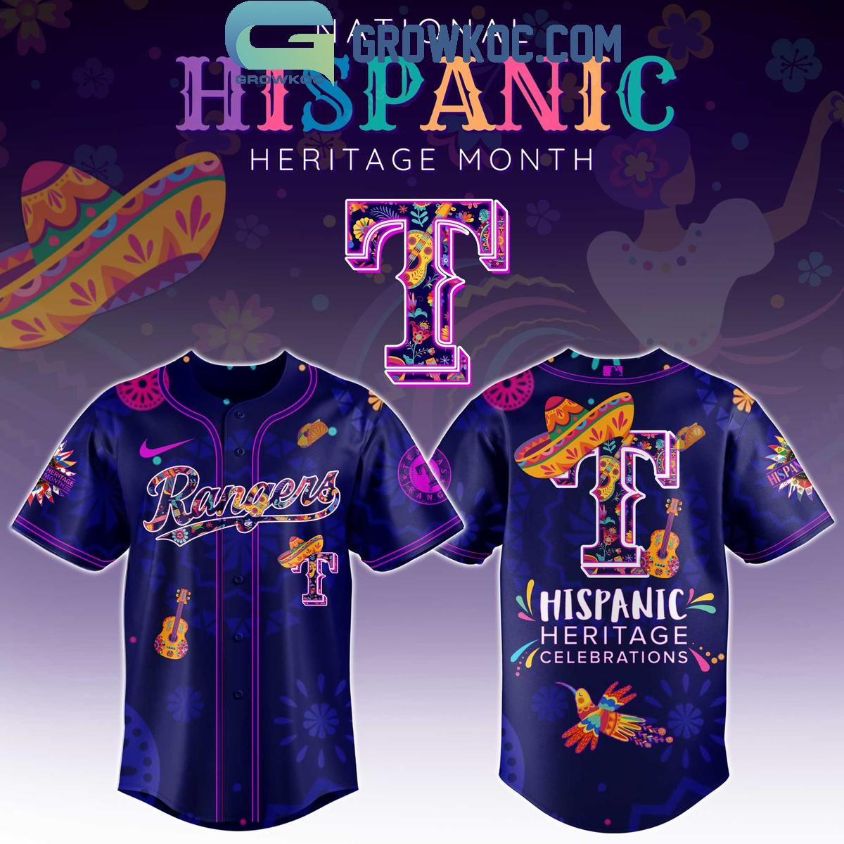 Texas Rangers Hispanic Heritage Celebrations 2025 Baseball Jersey Unisex T-shirt, Sweatshirt, Hoodie, Long Sleeve Tee - T-Shirt, Sweatshirt, Hoodie