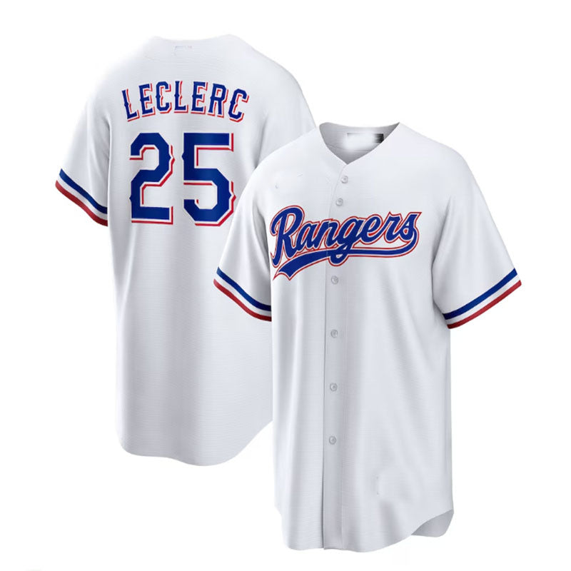 Texas Rangers #25 Jos¨¦ Leclerc White Home Replica Player Jersey Baseball Jerseys baseball jersey product view 1