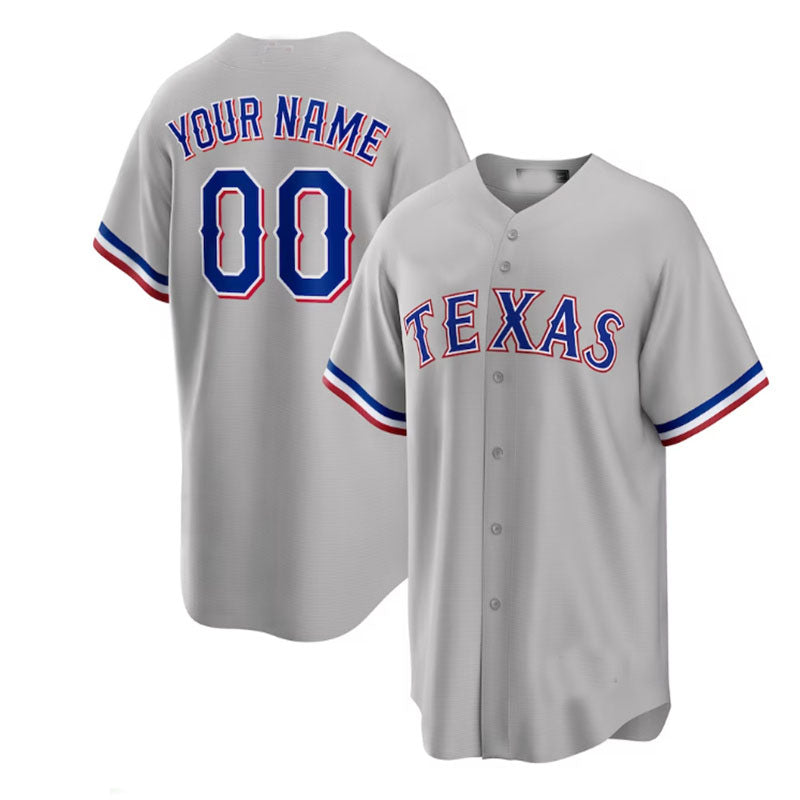 Texas Rangers Gray Road Custom Replica Jersey Baseball Jerseys baseball jersey product view 1