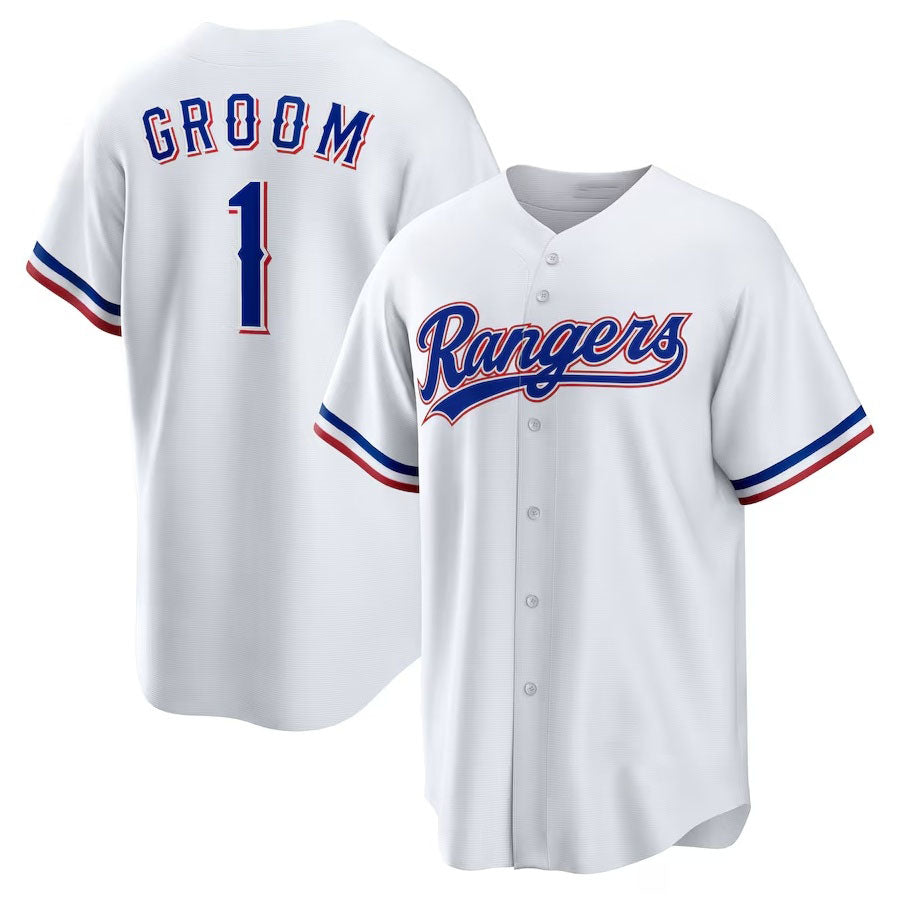 Texas Rangers #1 Groom Home Replica Jersey - White Stitched Baseball Jersey baseball jersey product view 1