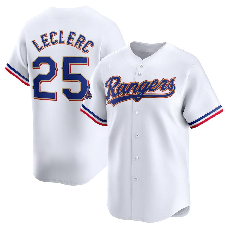 Texas Rangers #25 Jose Leclerc 2024 Gold Collection Limited Player Jersey ¨C White Baseball Jerseys baseball jersey product view 1