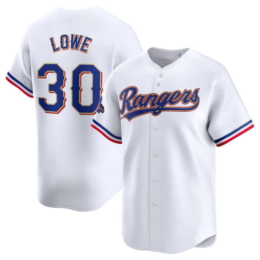 Texas Rangers #30 Nathaniel Lowe 2024 Gold Collection Limited Player Jersey ¨C White Baseball Jerseys baseball jersey product view 1