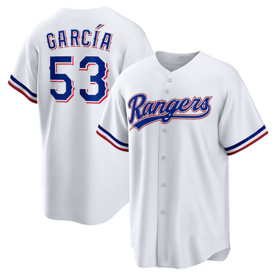 Texas Rangers #53 Adolis Garc¨ªa 2023 World Series Replica Player Jersey ¨C White Baseball Jersey baseball jersey product view 1
