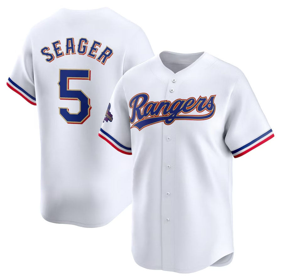 Texas Rangers #5 Corey Seager 2024 Gold Collection Limited Player Jersey ¨C White Baseball Jerseys baseball jersey product view 1
