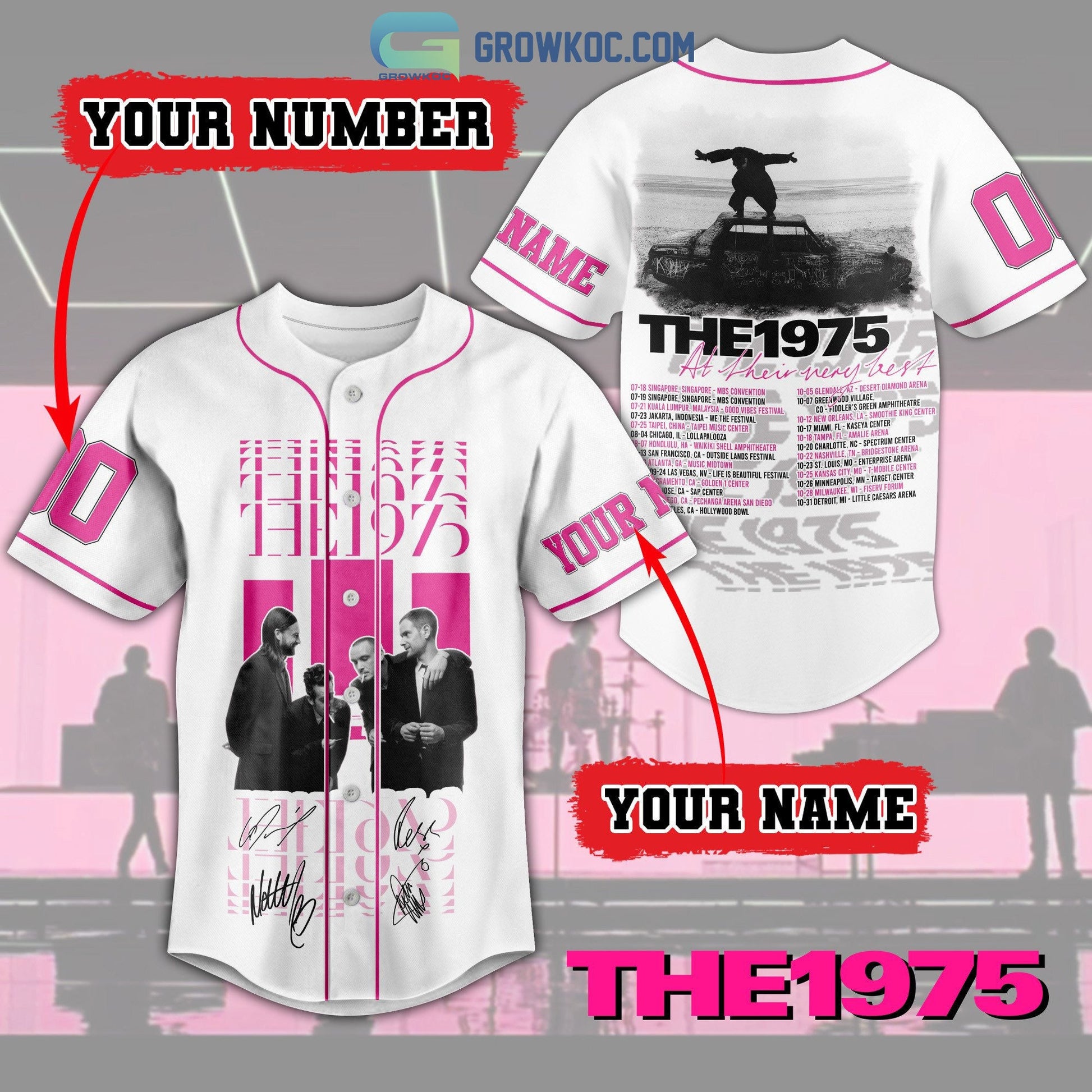 The 1975 At Their Very Best Tour 2023 White Design Baseball Jersey Unisex T-shirt, Sweatshirt, Hoodie, Long Sleeve Tee - T-Shirt, Sweatshirt, Hoodie