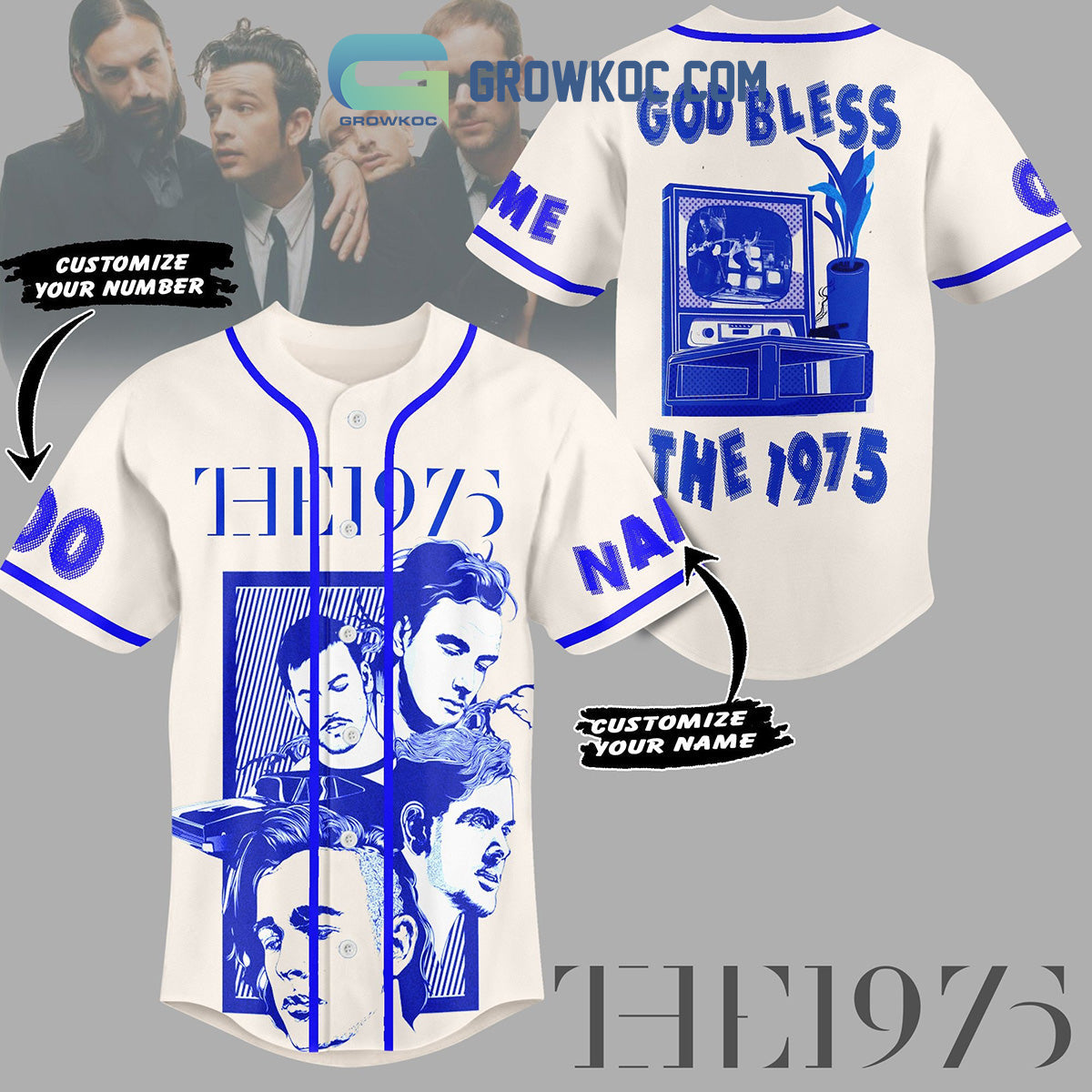 The 1975 Fan God Bless Personalized Baseball Jersey Unisex T-shirt, Sweatshirt, Hoodie, Long Sleeve Tee - T-Shirt, Sweatshirt, Hoodie