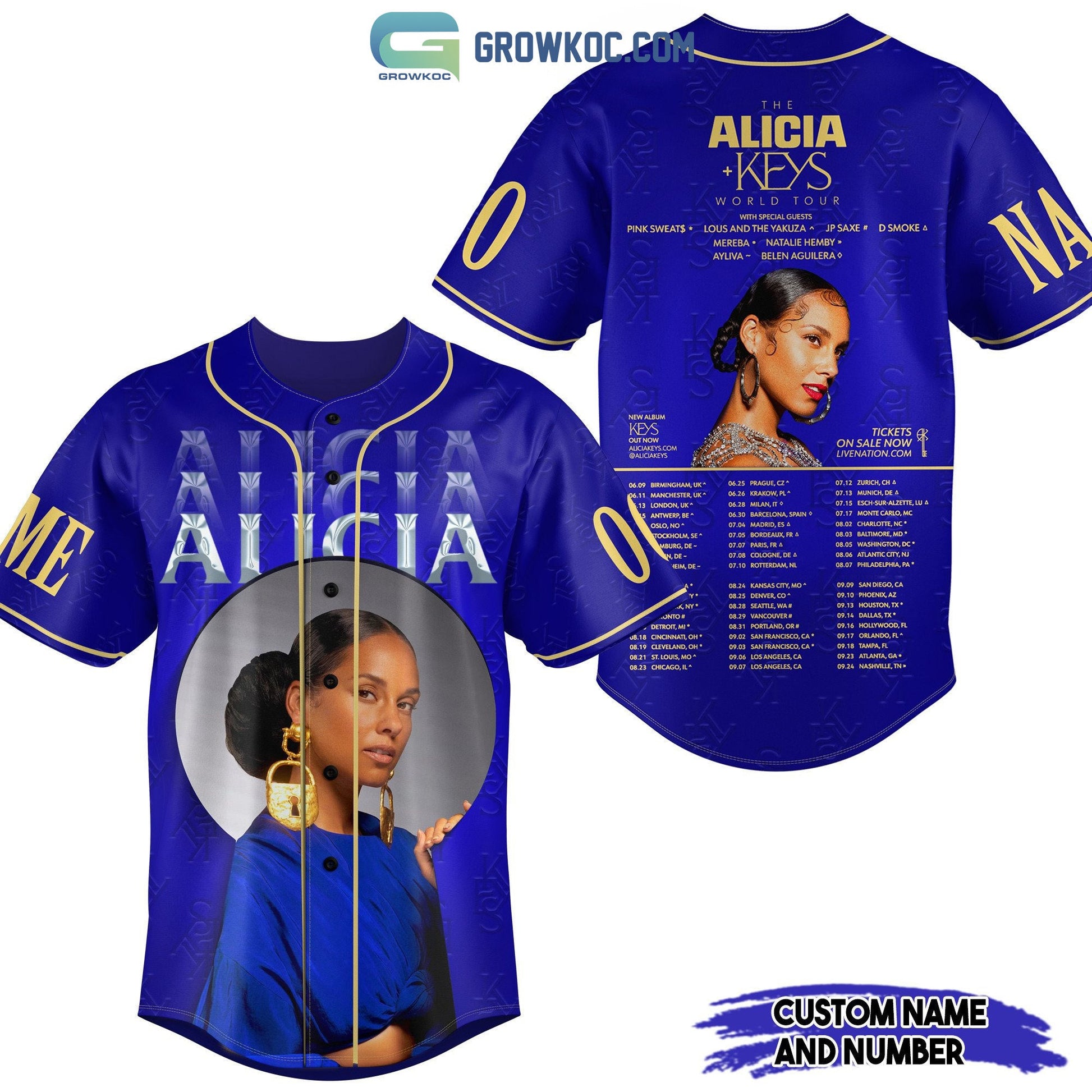 The Alicia Keys World Tour Personalized Baseball Jersey Unisex T-shirt, Sweatshirt, Hoodie, Long Sleeve Tee - T-Shirt, Sweatshirt, Hoodie