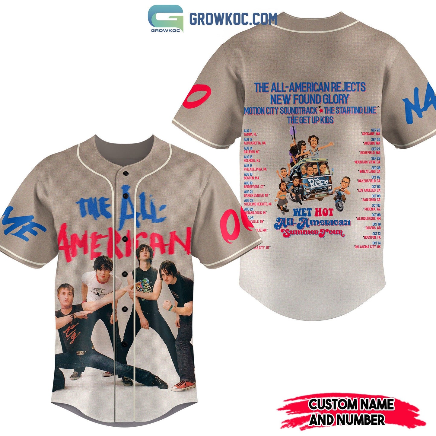 The All American Rejects New Found Glory Personalized Baseball Jersey Unisex T-shirt, Sweatshirt, Hoodie, Long Sleeve Tee - T-Shirt, Sweatshirt, Hoodie