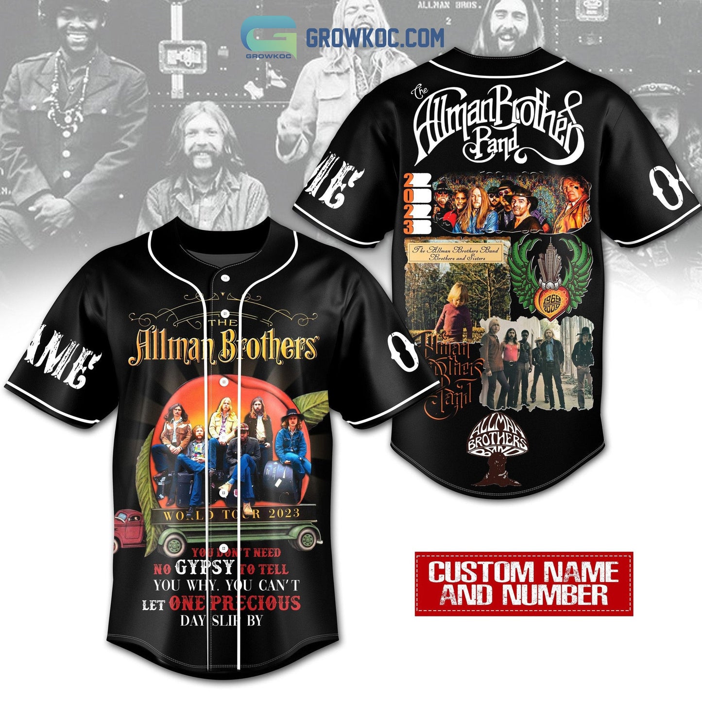 The Allman Brothers Band World Tour 2023 Personalized Baseball Jersey Unisex T-shirt, Sweatshirt, Hoodie, Long Sleeve Tee - T-Shirt, Sweatshirt, Hoodie