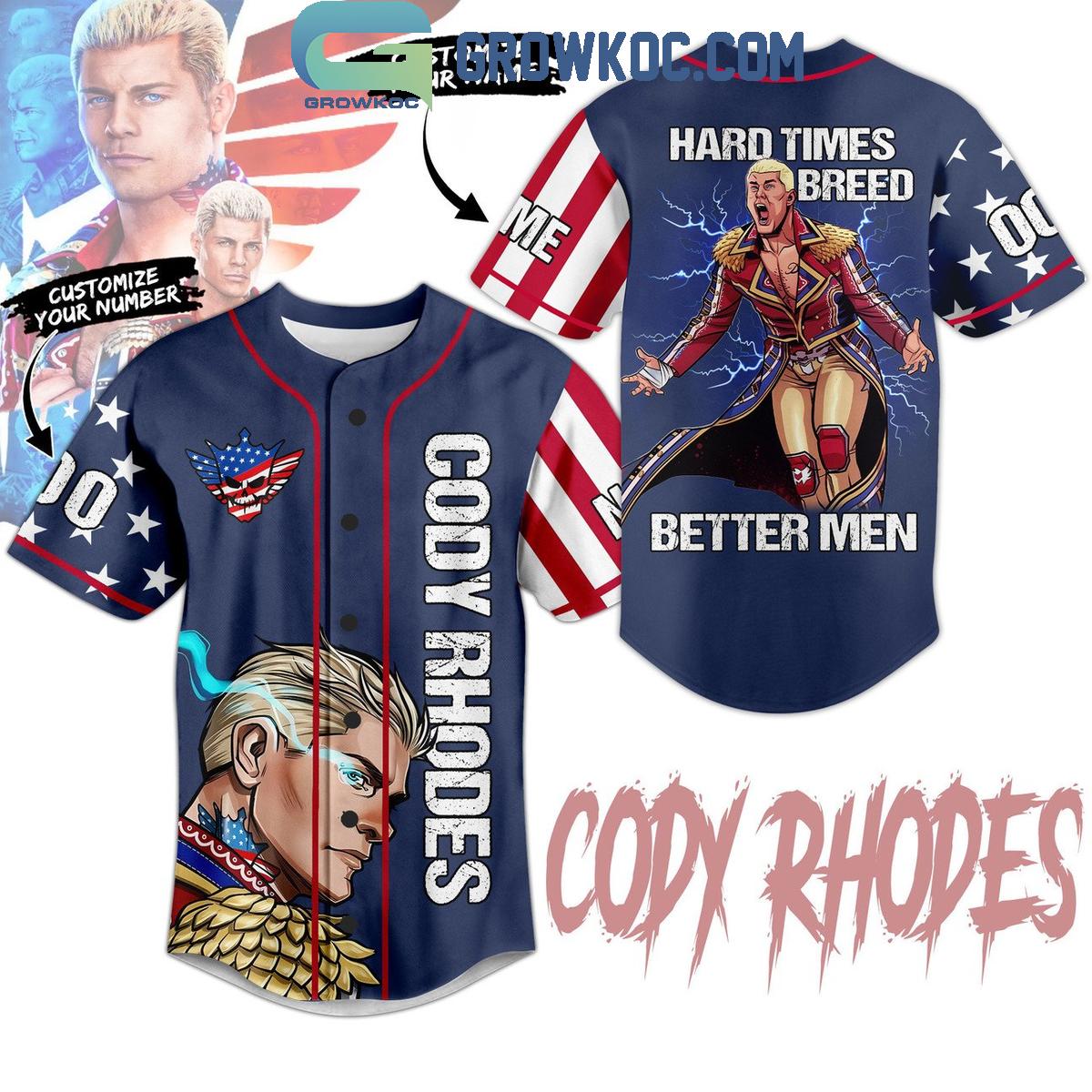 The American Nightmare Cody Rhodes Hard Times Personalized Baseball Jersey Unisex T-shirt, Sweatshirt, Hoodie, Long Sleeve Tee - T-Shirt, Sweatshirt, Hoodie