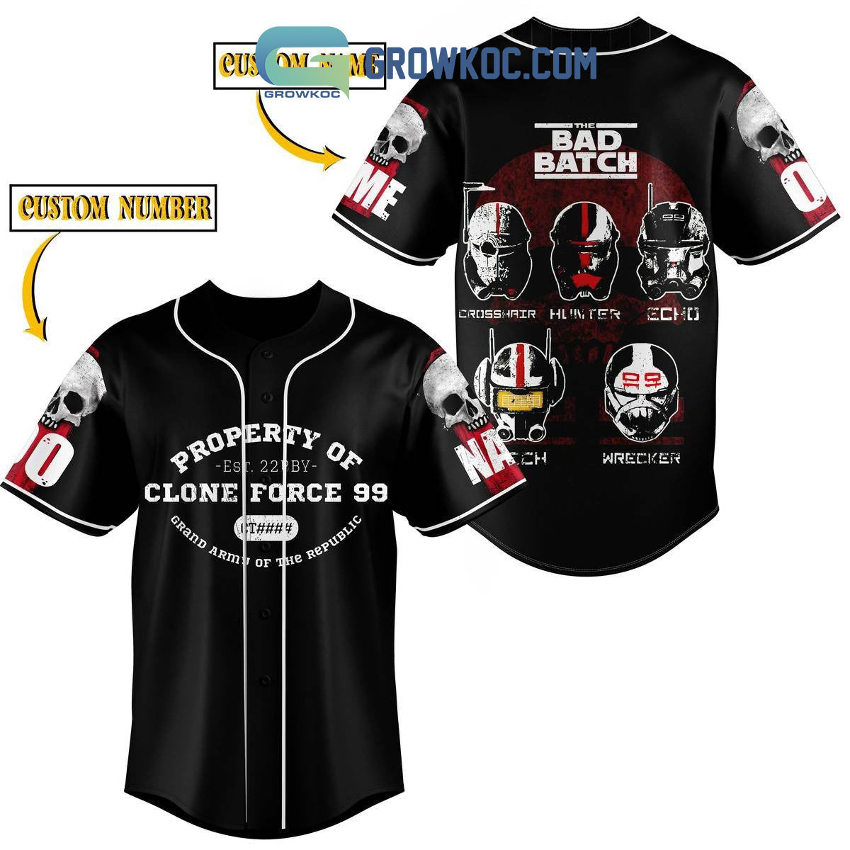 The Bad Batch Property Of Clone Force 99 Personalized Baseball Jersey Unisex T-shirt, Sweatshirt, Hoodie, Long Sleeve Tee - T-Shirt, Sweatshirt, Hoodie