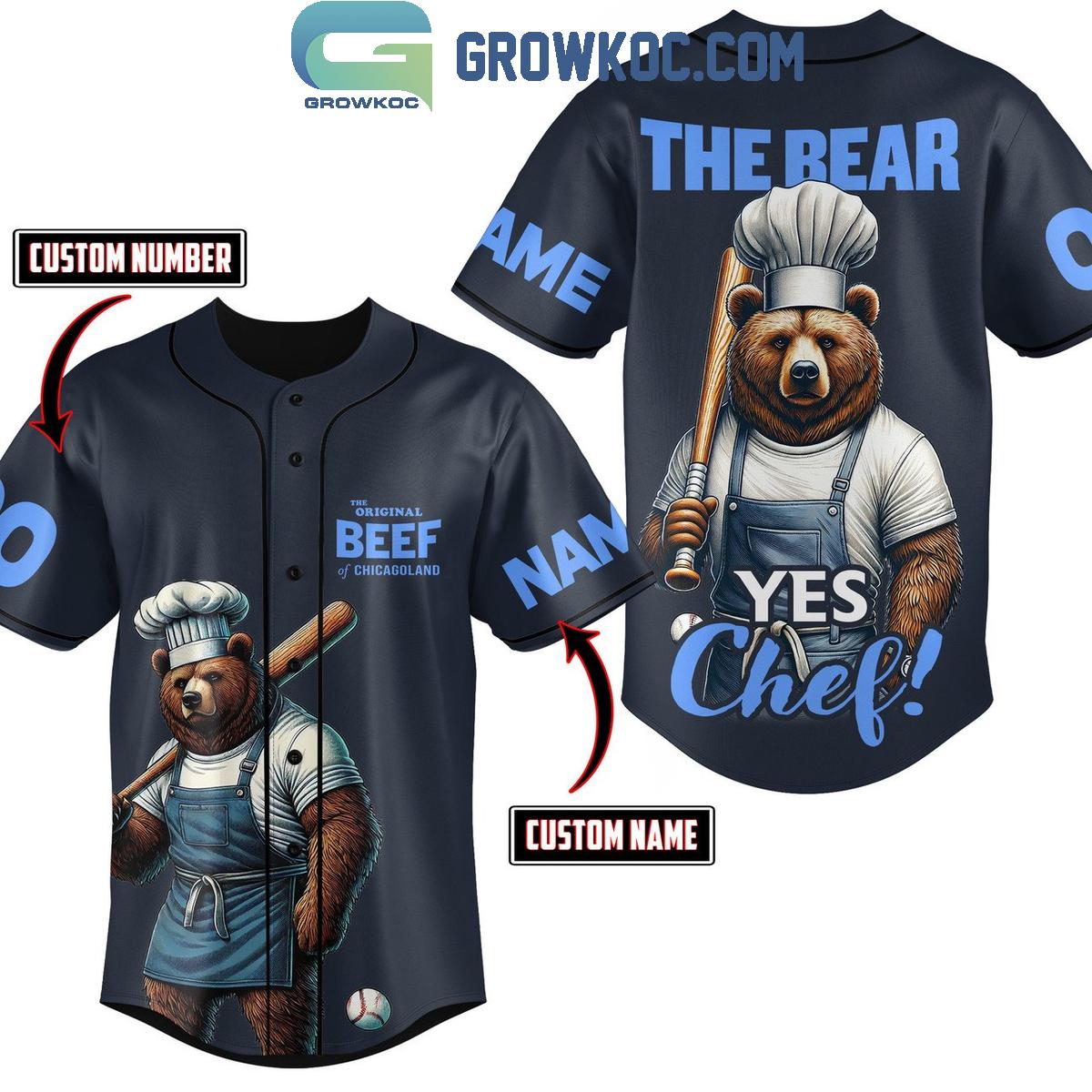The Bear Yes Chef The Original Beef Of Chicagoland Personalized Baseball Jersey Unisex T-shirt, Sweatshirt, Hoodie, Long Sleeve Tee - T-Shirt, Sweatshirt, Hoodie