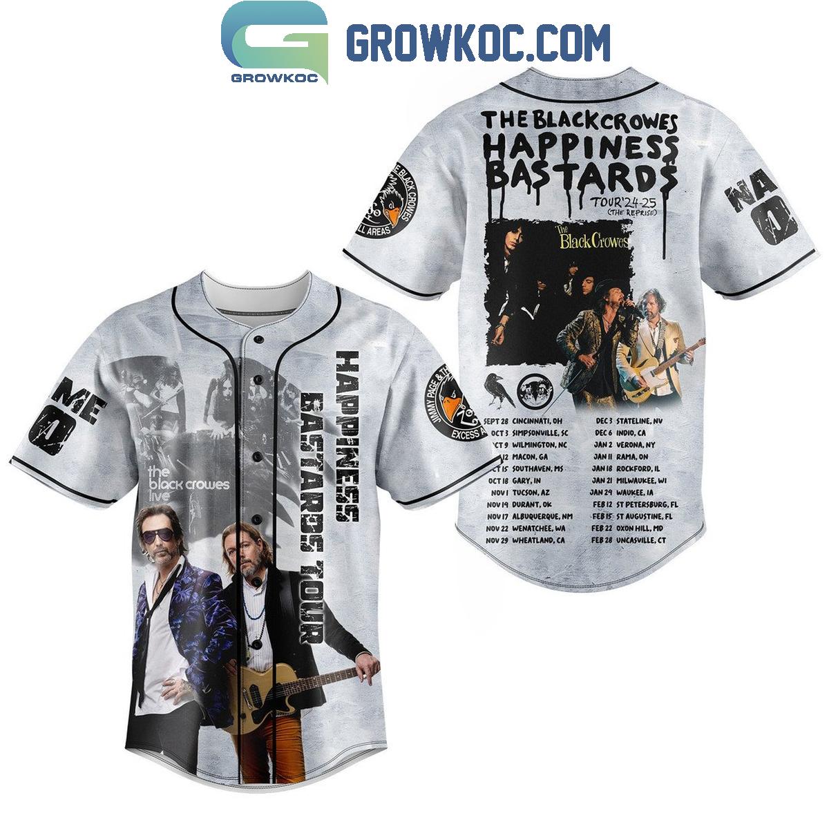 The Black Crowes Happiness Bastards Tour 2025 Personalized Baseball Jersey Unisex T-shirt, Sweatshirt, Hoodie, Long Sleeve Tee - T-Shirt, Sweatshirt, Hoodie