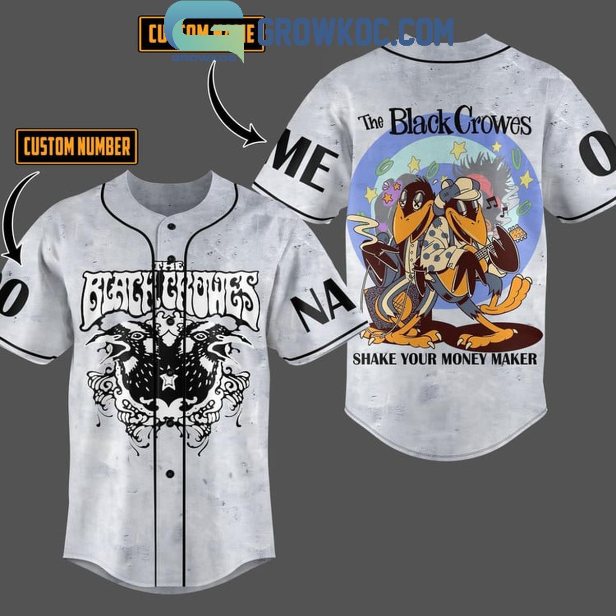 The Black Crowes Shake Your Money Maker Personalized Baseball Jersey Grey Unisex T-shirt, Sweatshirt, Hoodie, Long Sleeve Tee - T-Shirt, Sweatshirt, Hoodie