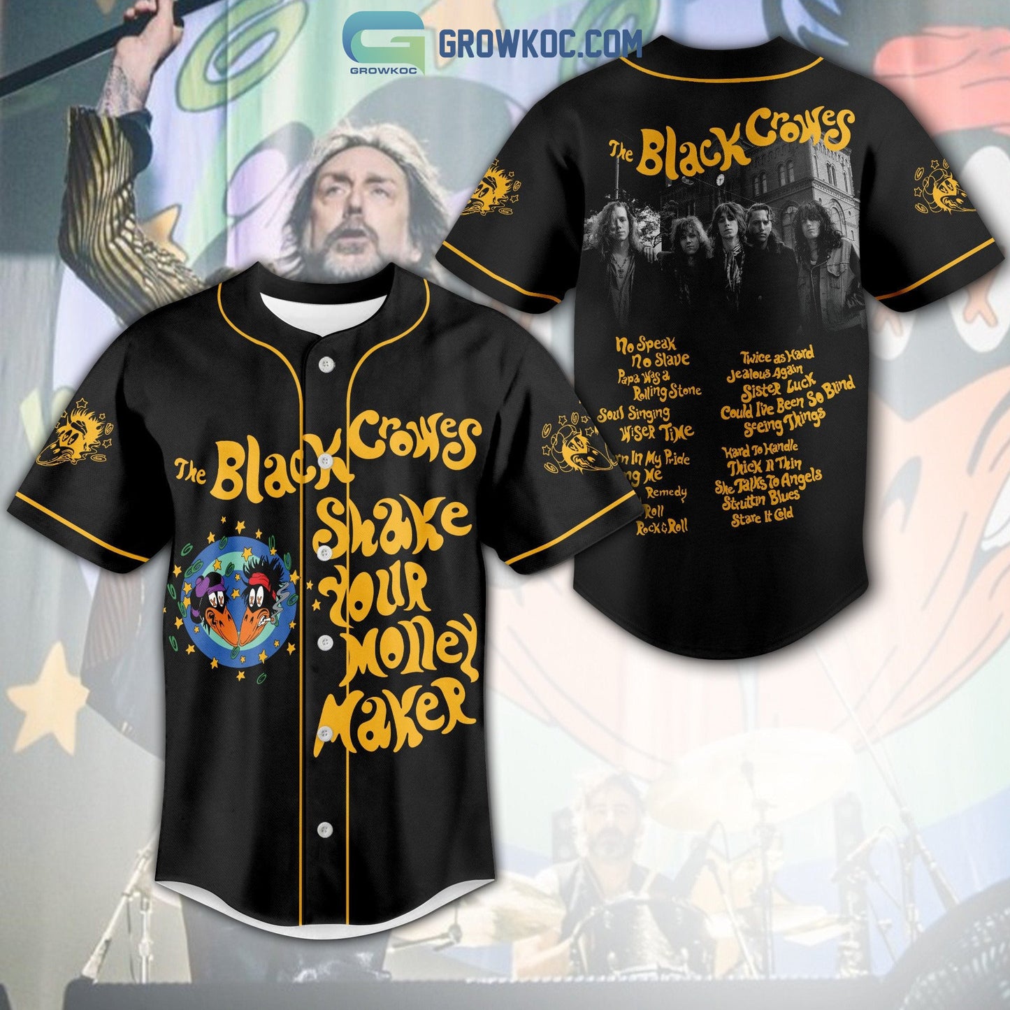 The Black Crowes Shake Your Money Maker Personalized Baseball Jersey Unisex T-shirt, Sweatshirt, Hoodie, Long Sleeve Tee - T-Shirt, Sweatshirt, Hoodie