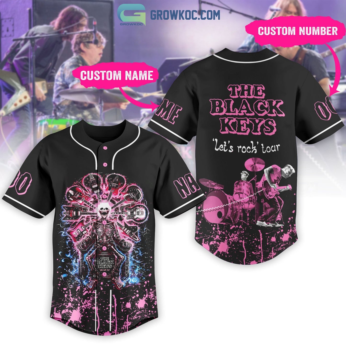 The Black Keys Lets Rock Tour Personalized Baseball Jersey Unisex T-shirt, Sweatshirt, Hoodie, Long Sleeve Tee - T-Shirt, Sweatshirt, Hoodie