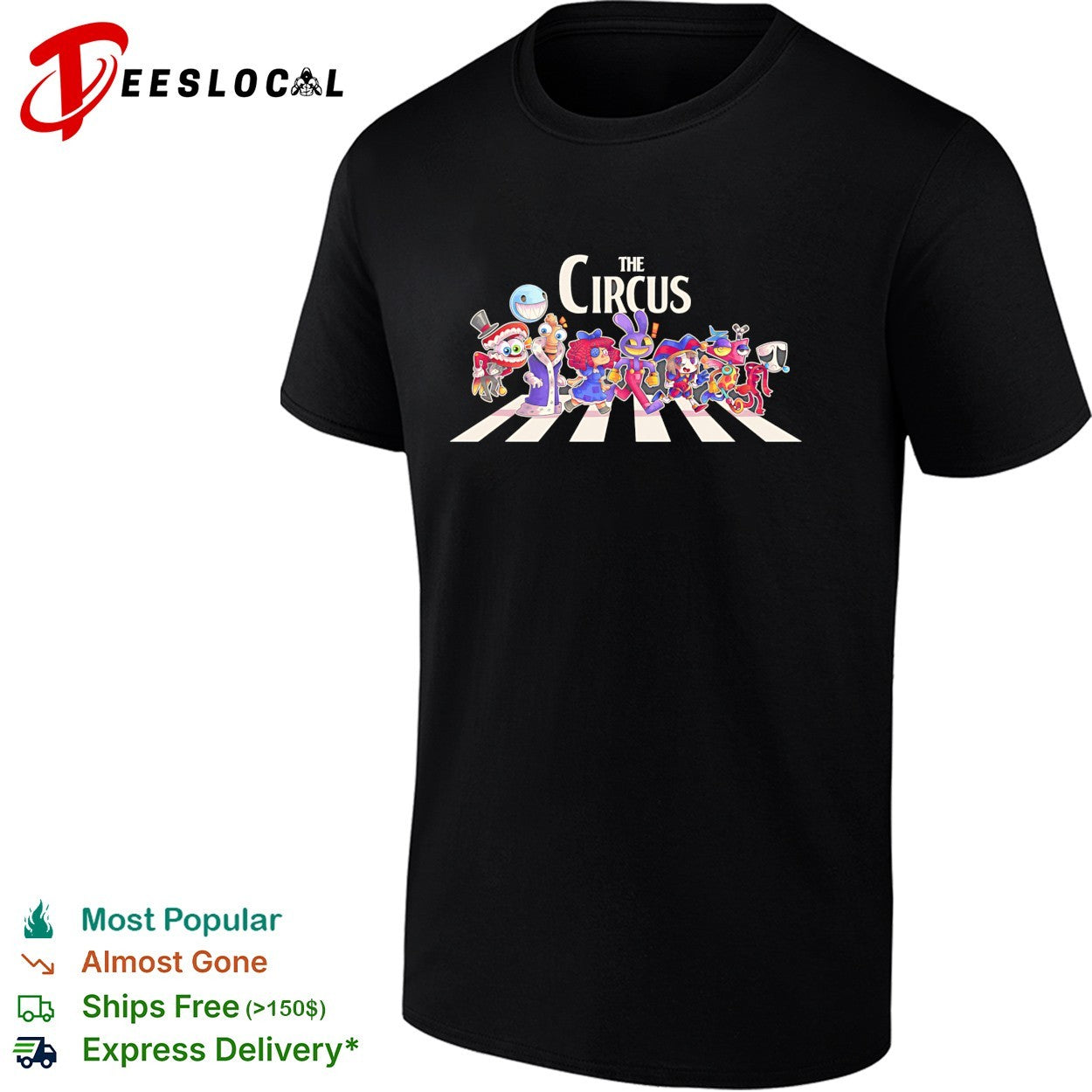 The Circus characters from The Amazing Digital Circus crossing road shirt Unisex T-shirt, Sweatshirt, Hoodie, Long Sleeve Tee - T-Shirt, Sweatshirt, Hoodie