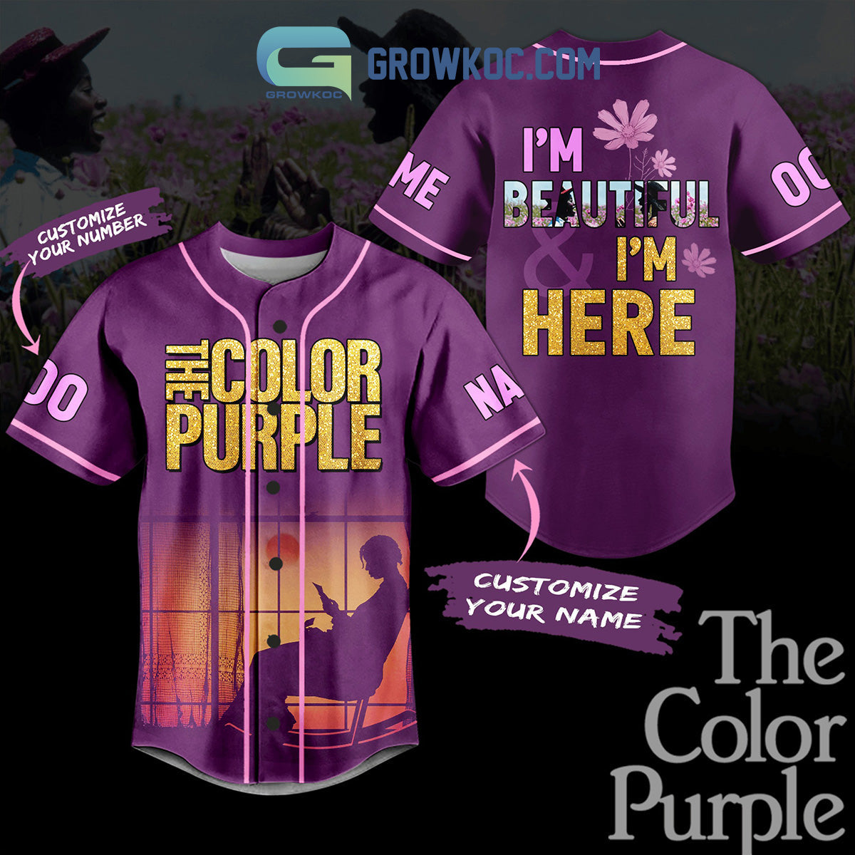 The Color Purple I Am Beautiful Personalized Baseball Jersey Unisex T-shirt, Sweatshirt, Hoodie, Long Sleeve Tee - T-Shirt, Sweatshirt, Hoodie