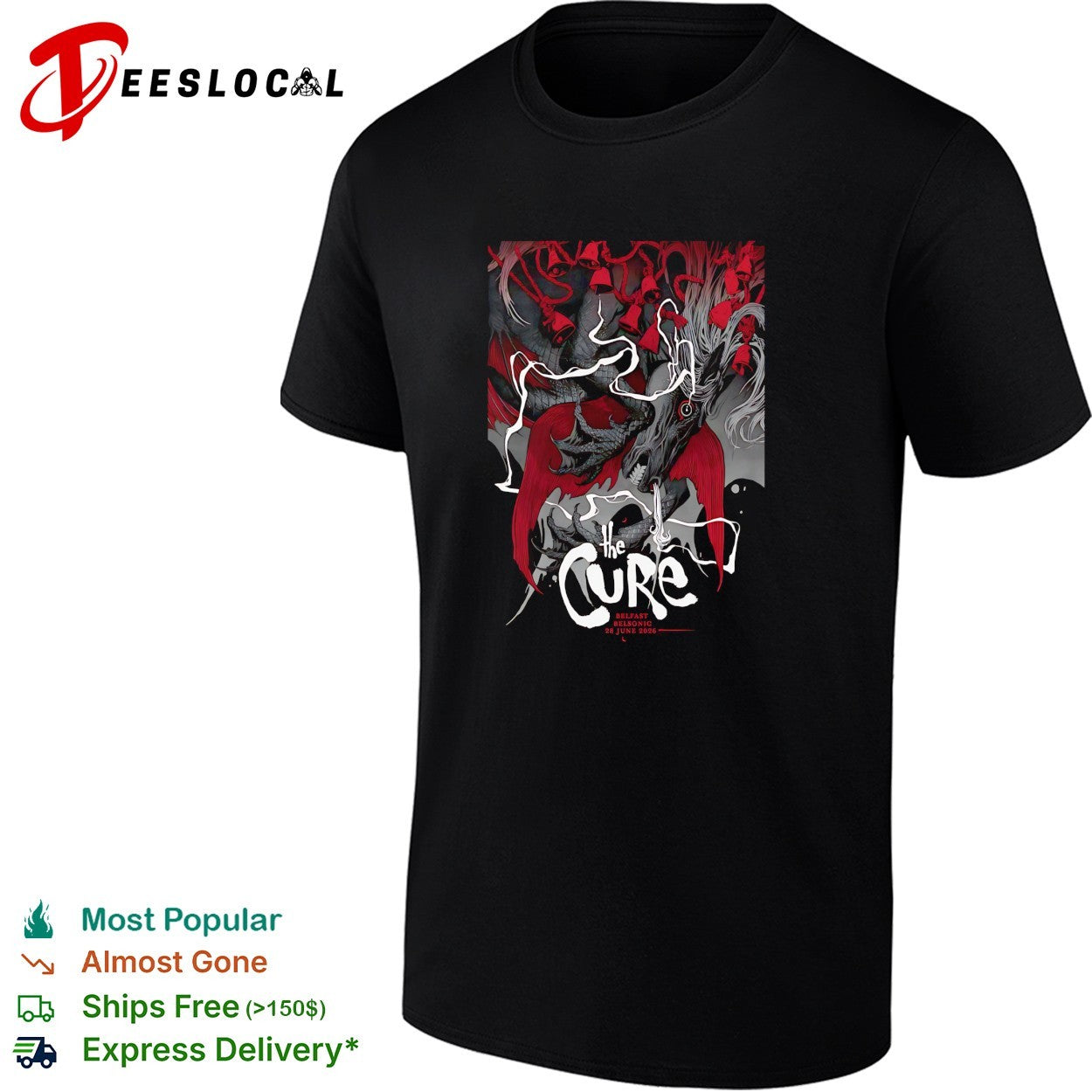 The Cure Hellfest Belmont 2026 poster shirt Unisex T-shirt, Sweatshirt, Hoodie, Long Sleeve Tee - T-Shirt, Sweatshirt, Hoodie