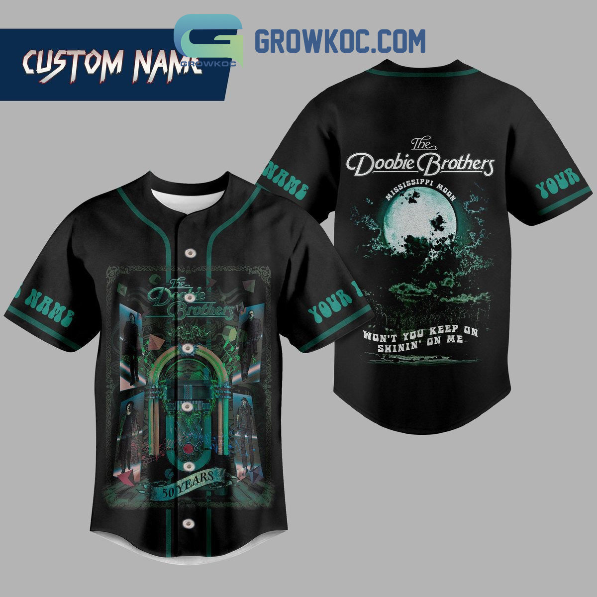 The Doobie Brothers 50 Years Mississippi Moon Personalized Baseball Jersey Unisex T-shirt, Sweatshirt, Hoodie, Long Sleeve Tee - T-Shirt, Sweatshirt, Hoodie