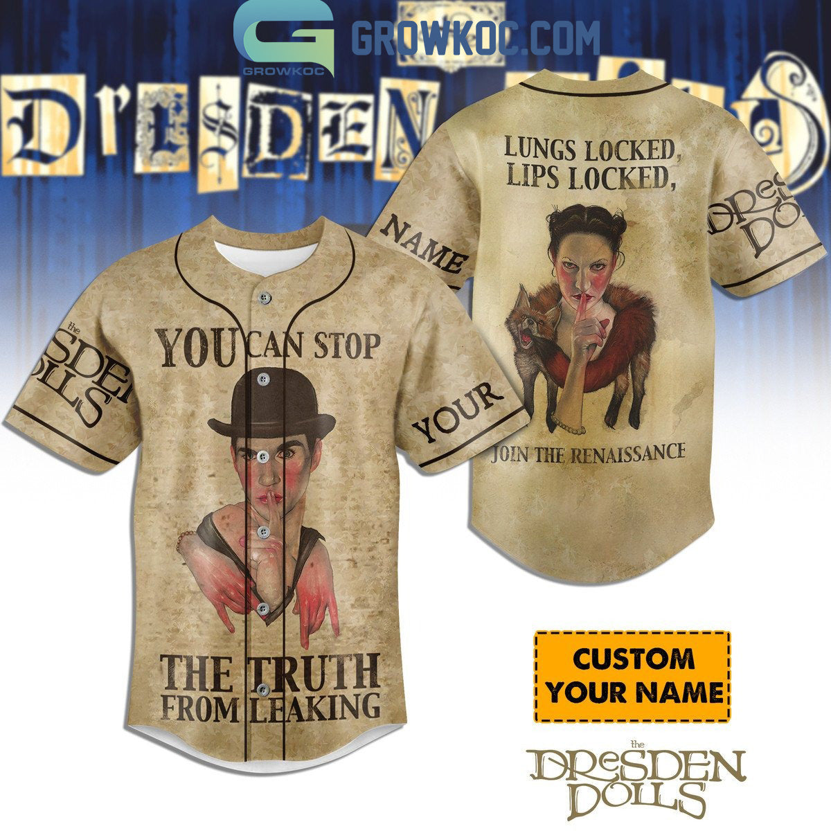 The Dresden Dolls Lungs Locked Lip Locked Join The Renaissance Personalized Baseball Jersey - T-Shirt, Sweatshirt, Hoodie