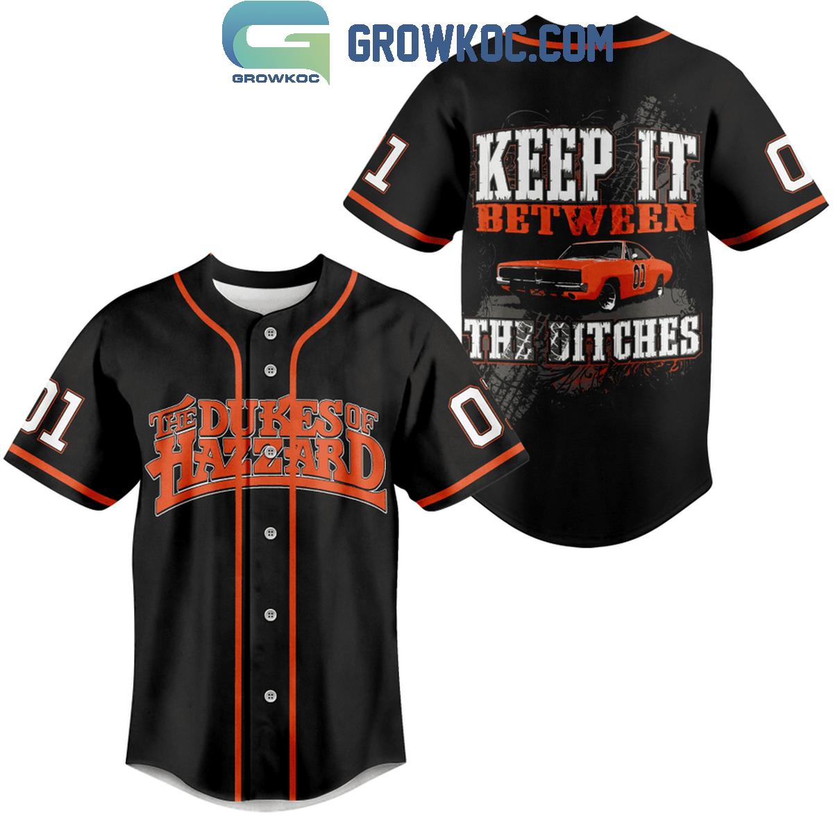 The Dukes Of Hazzard Keep It Between The Ditches Personalized Baseball Jersey Unisex T-shirt, Sweatshirt, Hoodie, Long Sleeve Tee - T-Shirt, Sweatshirt, Hoodie