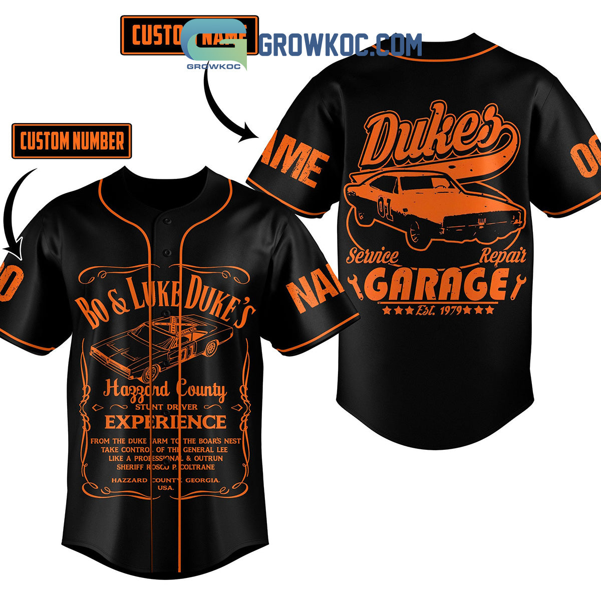 The Dukes of Hazzard Bo & Luke Dukes Personalized Baseball Jersey Unisex T-shirt, Sweatshirt, Hoodie, Long Sleeve Tee - T-Shirt, Sweatshirt, Hoodie