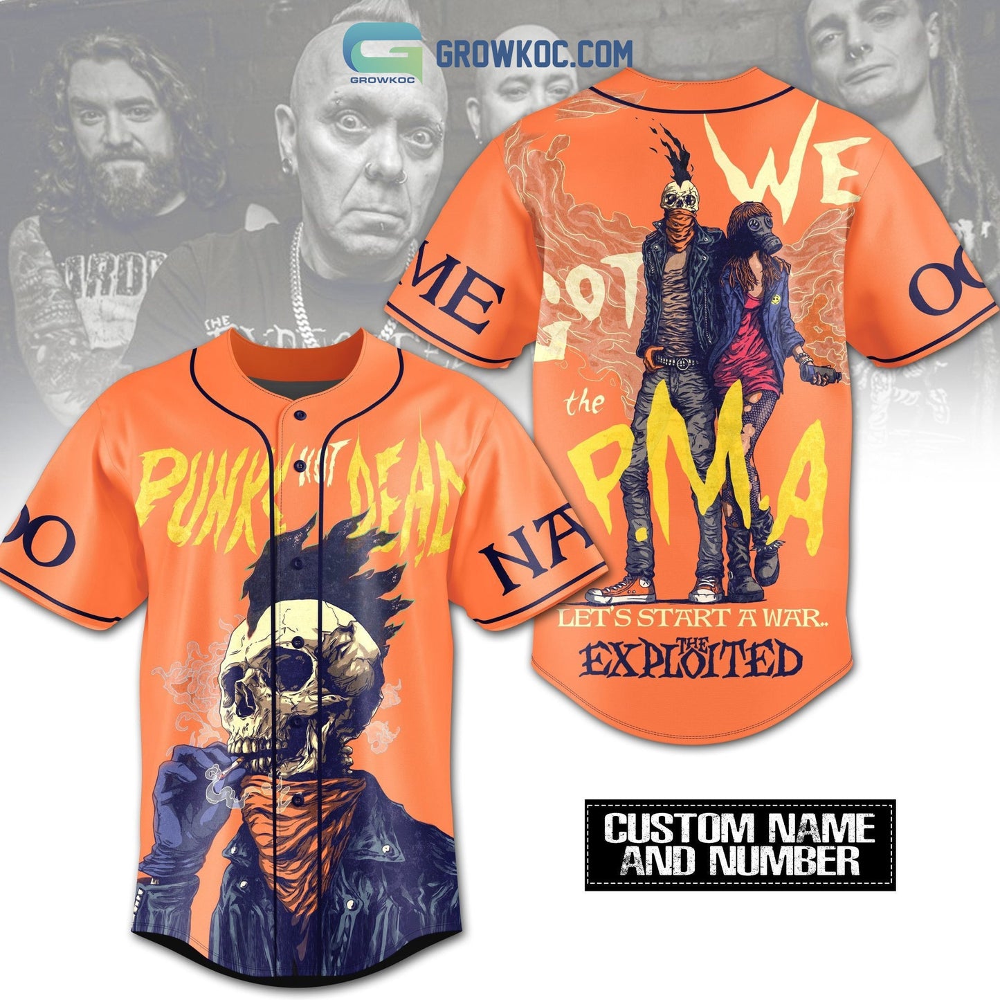 The Exploited Punks Not Dead Personalized Orange Design Baseball Jersey Unisex T-shirt, Sweatshirt, Hoodie, Long Sleeve Tee - T-Shirt, Sweatshirt, Hoodie