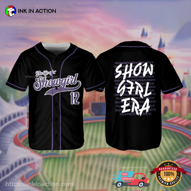 The Life Of Showgirl, Show Girl Era Baseball Jersey Unisex T-shirt, Sweatshirt, Hoodie, Long Sleeve Tee - T-Shirt, Sweatshirt, Hoodie